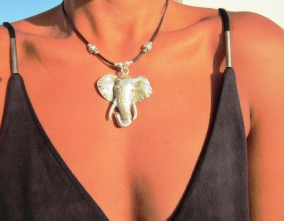 Silver Beaded Pendant Elephant Necklace • Bohemian Personalized Handmade Jewelry • Best selling items Gift for Her Couples Necklace