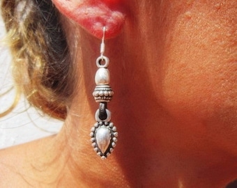 Pendientes colgantes de plata • Con cuentas bohemias y bonitos con gancho de plata esterlina