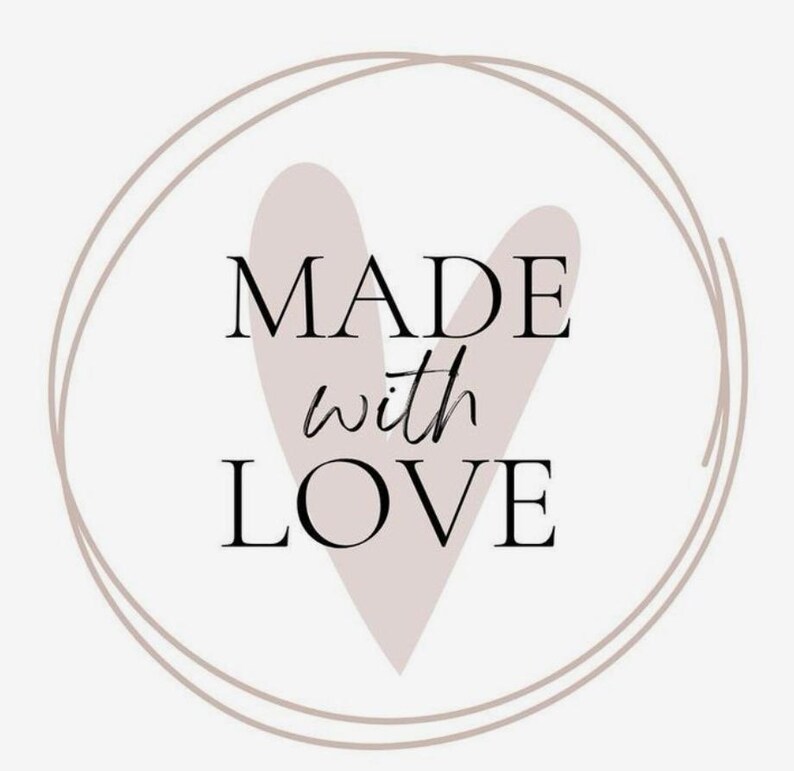 the text "MADE with LOVE" in a circular frame, with a heart shape in the center.