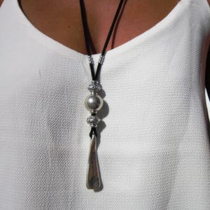 statement boho chic silver pendant necklace, boho jewelry, bohemian jewelry, boho chic jewelry, leather handmade jewelry designs by kekugi, gift ideas for her