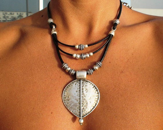 Layered Statement Silver Necklace • Beaded Couples Necklace Pendant Charm • Custom Personalized Jewelry • Best Selling Items Gift for Her