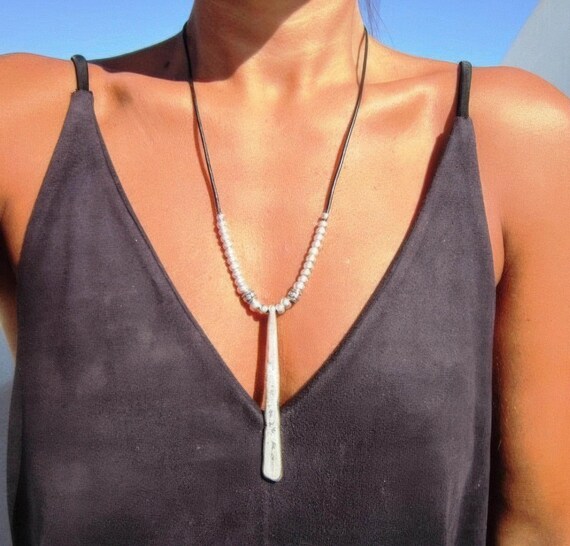 Silver Chunky Couples Necklace Pendant • Beaded Charm Necklace • Personalized Neotribal Jewelry Gifts for Her