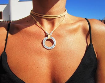 Handmade Leather Choker Necklace Gift for Her • Simple Couples Necklace Jewelry • Personalized Jewelry Best selling items Gift for Host