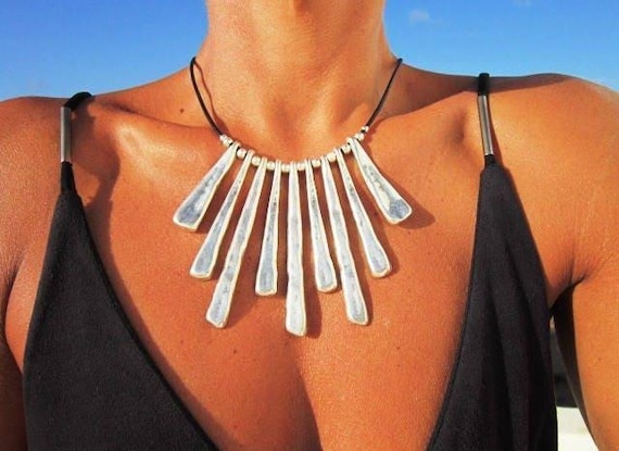 Statement Pendant Charm Necklace • Silver Beaded Necklaces for Women • Handmade Personalized Jewelry Best selling items Gifts By Kekugi