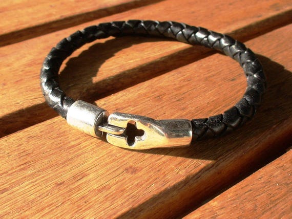 Silver & Leather Custom Bracelet Gift for Him• Personalized Handmade Jewelry Gift • Beaded Charm Bracelet Personalized Gifts