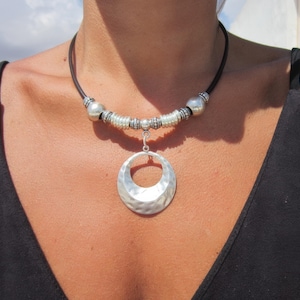 Custom Statement Silver Necklace • Beaded Couples Necklace Pendant Charm • Custom Personalized Jewelry • Best Selling Items Gift for Her