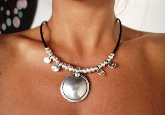 Custom Statement Silver Necklace • Beaded Couples Necklace Pendant Charm • Custom Personalized Jewelry • Best Selling Items Gift for Her