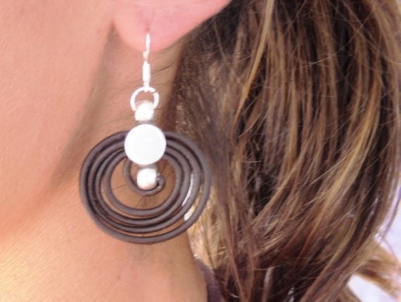 Gift for her hook sterling silver earrings dangle, statement drop beaded earrings. Personalized handmade jewelry, cute boho unique earrings.