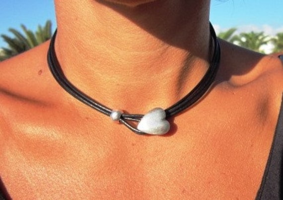 unique jewelry heart necklace pendant, heart  women choker necklace, silver heart pendant necklaces