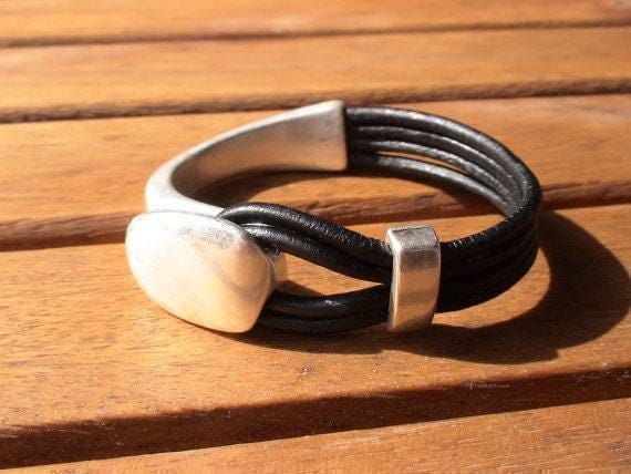 Leather & Silver Charm Beaded Bracelet • Handmade Jewelry Gift for Her • Custom Bracelet Gift • Personalized Jewelry Gifts by Kekugi