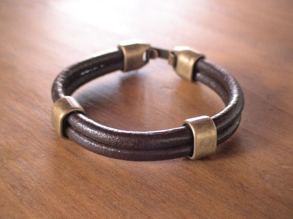 Brass and Leather mens bracelet, friendship couples bracelet, men cuff bracelet, handmade mens jewelry, unique gifts for men