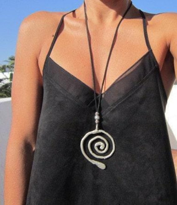 Beaded Spiral summer Necklace silver Charm • Personalized Handmade Greek Jewelry • Best selling items Gift for her matching necklaces