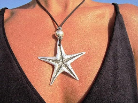 Custom Statement Silver Beaded Necklace with Star Pendant Charm Couples necklace • Best selling items Personalized Jewelry • Gift for Her