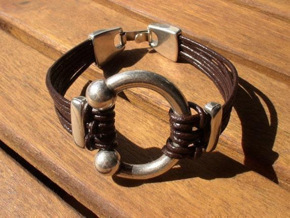 Personalized Leather & Silver Beaded Bracelet Gifts for Men • Handmade Mens Jewelry • Birthday Gift or Custom Jewelry Gift for Him by Kekugi