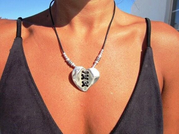 Couples Beaded Necklace with Silver Heart Pendant Charm • Bohemian Handmade jewelry Necklaces for Women • Personalized Jewelry Gift for Her