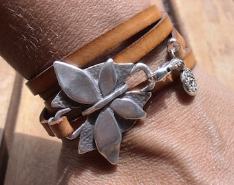 butterfly wings, silver butterfly, butterfly bracelets, butterfly jewelry, butterfly bracelet, wrap leather bracelet, charm Bracelet