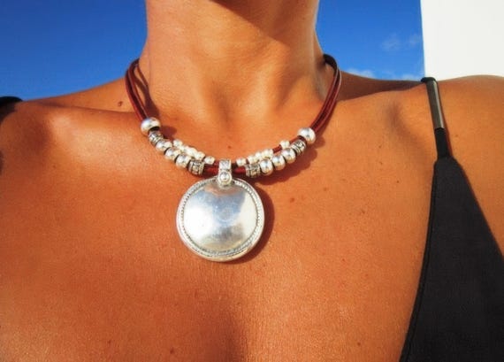 Custom Statement Silver Necklace • Beaded Couples Necklace Pendant Charm • Custom Personalized Jewelry • Best Selling Items Gift for Her