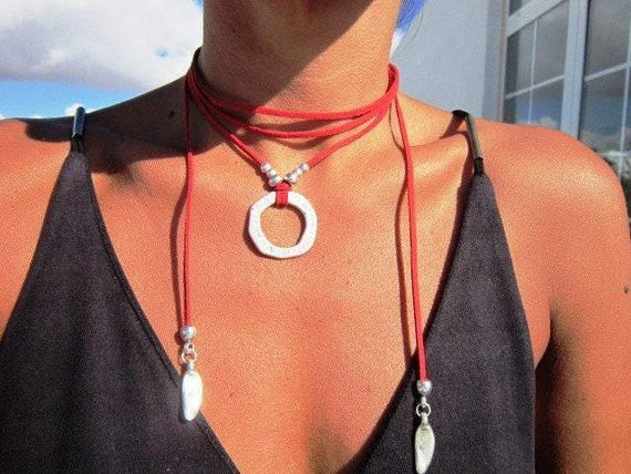 Beaded Ring Necklace Silver Charm Host Gift or couples Necklace • Bohemian Handmade Personalized Jewelry • Best selling items Gift for her