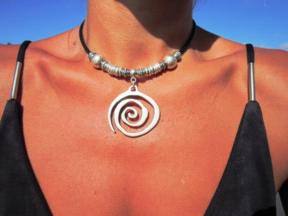 Beaded and layered Spiral Necklace featuring a silver Pendant Charm • Personalized Handmade Jewelry • Best selling items Gift for her