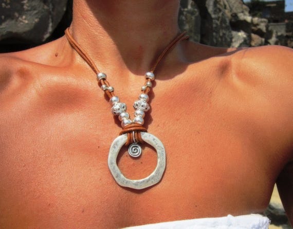 Handmade jewelry Ring Necklace Gift for Her • Bohemian Best Selling Items Silver Necklaces for Women • Personalized Jewelry Gift for Her