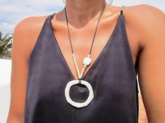 Handmade Leather Couples Long Necklace with Ring • Unique Necklace Customized • Personalized Bohemian Jewelry Gift for Her Top Sellers