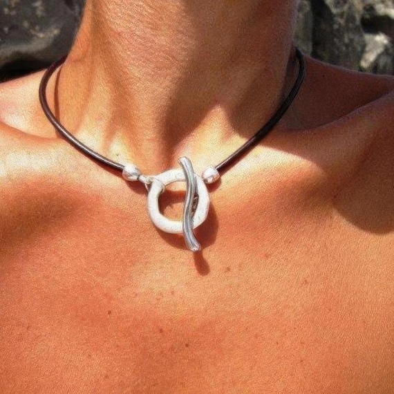 Statement Pendant Charm Ring Necklace • Silver Beaded Necklaces for Women • Handmade Personalized Jewelry Best selling items Gifts