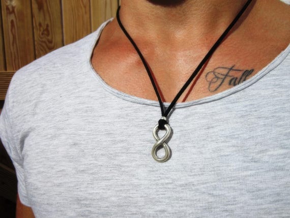 Infinity Silver Couples Necklace for Men – Charm Necklace Custom Gift Mens Jewelry Gifts for Men Unique Handmade by Kekugi