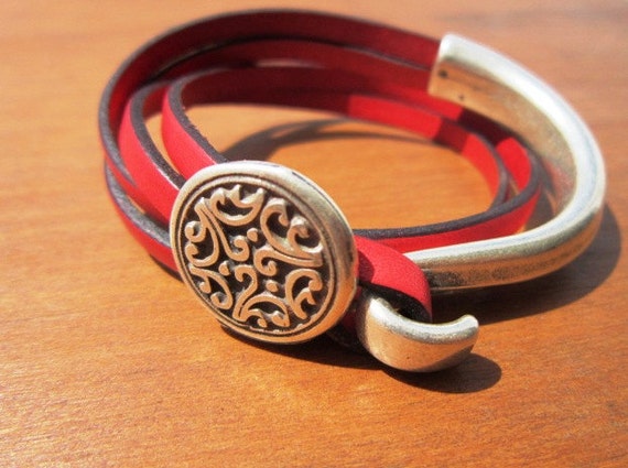 red bracelet, womens bracelets, silver bracelet, leather bracelet, beaded Bracelets, fashion jewelry, accessories, charm Bracelet