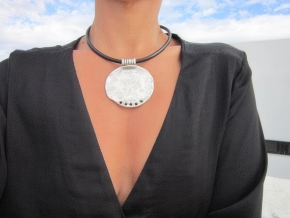 Custom Statement Silver Necklace • Beaded Couples Necklace Pendant Charm • Custom Personalized Jewelry • Best Selling Items Gift for Her