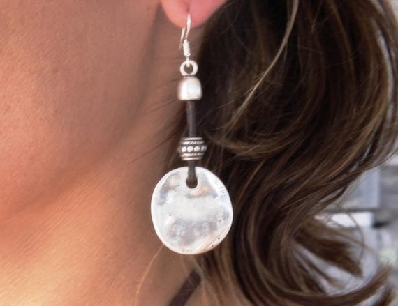 Gift for her hook sterling silver earrings dangle, statement drop beaded earrings. Personalized handmade jewelry, cute boho unique earrings.