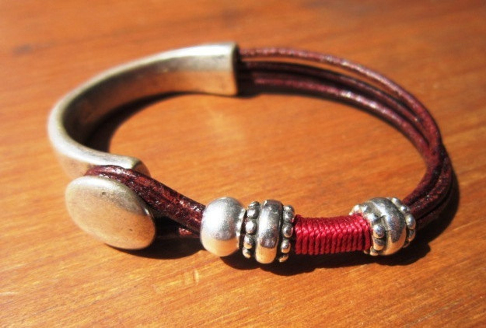 Leather bracelets everyday bracelets silver bracelets for Etsy