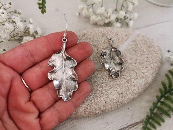 Sterling Silver hook oak leaf earrings dangle • Beaded Drop Boho Earrings • Dainty Cute Handmade jewelry Gift for Her by kekugi