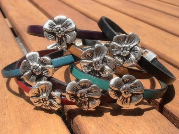 Leather & Silver Charm Beaded Bracelet • Handmade Jewelry Gift for Her • Custom Bracelet Gift • Personalized Jewelry Gifts by Kekugi