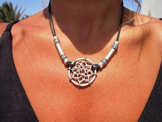 Personalized Jewelry Necklaces for Women • Silver Beaded Dream Catcher boho Necklace with Charm • Best selling items Custom Gift for Her