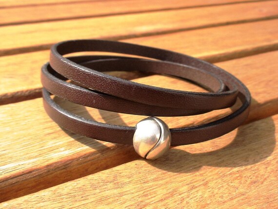 Personalized Leather & Silver Beaded Bracelet Gifts for Men • Handmade Mens Jewelry • Birthday Gift or Custom Jewelry Gift for Him by Kekugi