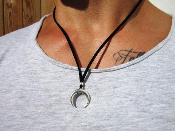 Mens Necklace Leather Pendant Necklace – Handmade Jewelry Gift for Him Personalized Jewelry by Kekugi