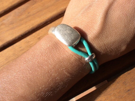 boho turquoise bracelet, aqua teal womens bracelet, sexy bracelet, leather bracelet