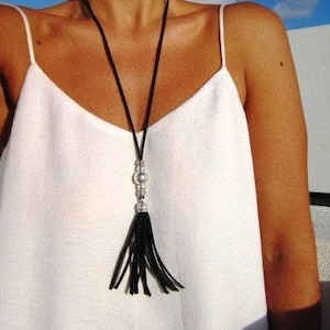Best selling items Silver Everyday Pendant Beaded Necklace • Long Boho Layered Chunky Necklace Gift for Her • Necklaces for Women by Kekugi