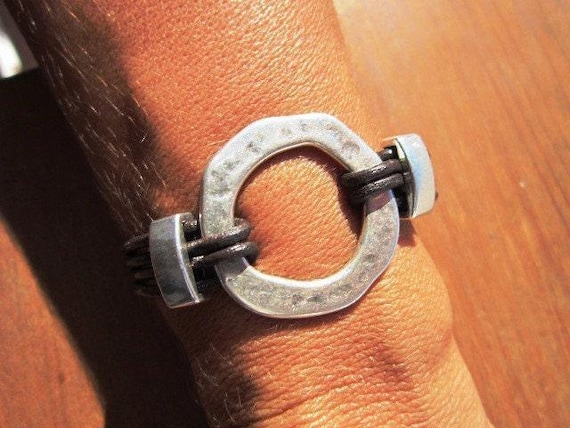 Bohemian Leather and Silver Beaded Bracelet Jewelry • Handmade Personalized Jewelry Gifts • Custom Bracelet Gift for Her by Kekugi