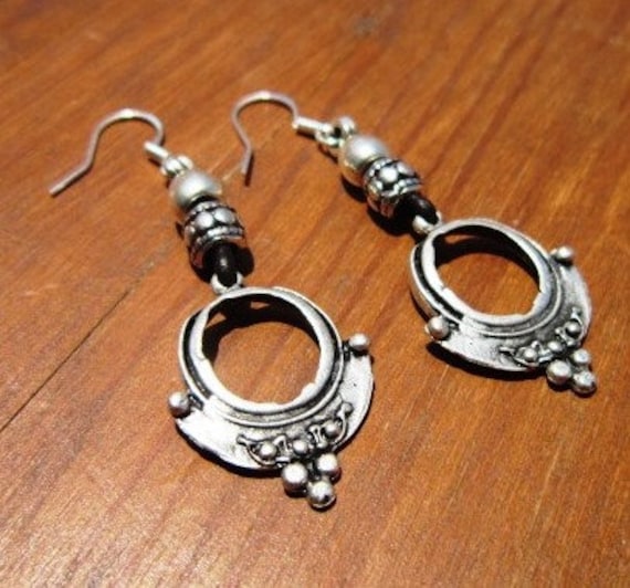 statement dangle hoop earrings, sterling silver earring hoops, bohemian drop earrings Set