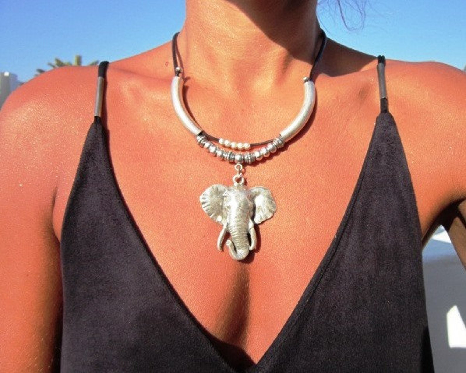 Boho Jewelry Elephant Choker Elephant Necklace Elephant Etsy