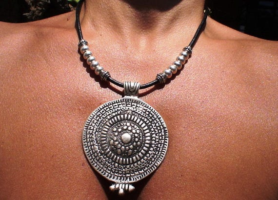 Custom Statement Silver Necklace • Beaded Couples Necklace Pendant Charm • Custom Personalized Jewelry • Best Selling Items Gift for Her