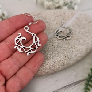 Gift for her hook sterling silver earrings dangle, statement drop beaded earrings. Personalized handmade jewelry, cute boho unique earrings.
