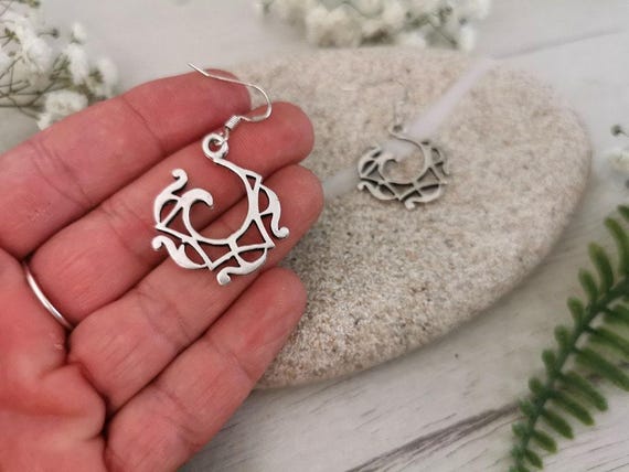 Gift for her hook sterling silver earrings dangle, statement drop beaded earrings. Personalized handmade jewelry, cute boho unique earrings.
