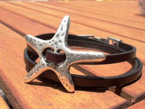 starfish bracelet, bracelets for women, silver bracelet, leather bracelet, beaded Bracelets, fashion jewelry, accessories, charm Bracelets