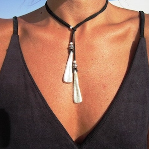 Bohemian necklace, y necklace, lariat necklace, leather necklaces for women, pendant necklace, boho necklace, leather necklace image 1
