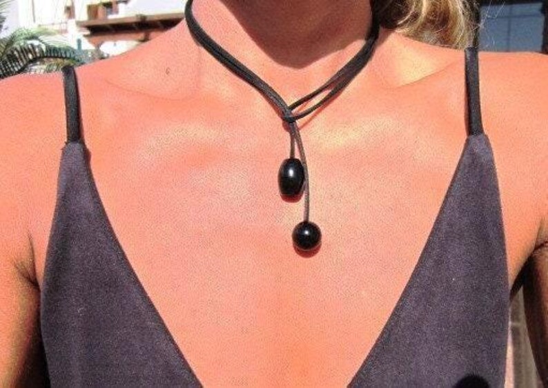 Best Selling Items Y Lariat obsidian onyx Necklace Gift for Her • Bohemian jewelry Necklaces for Women image 5