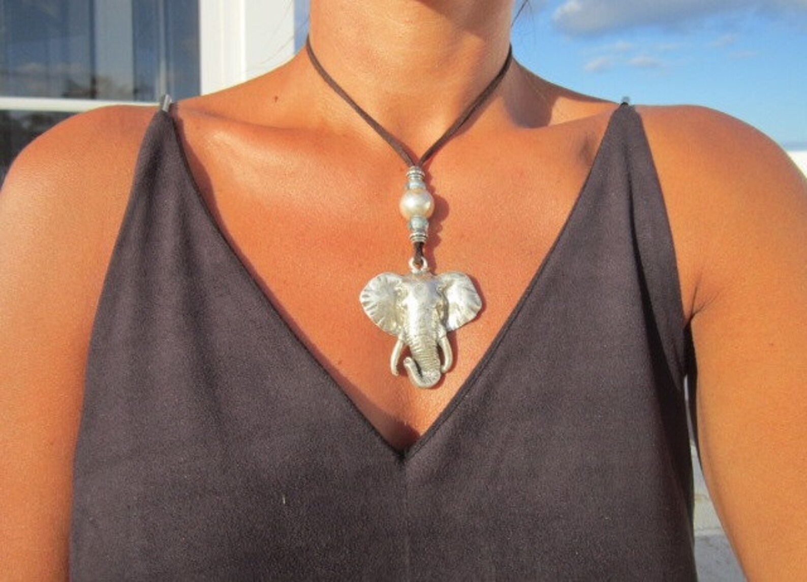 Elephant Necklace Animal Necklace Custom Necklace Boho Etsy