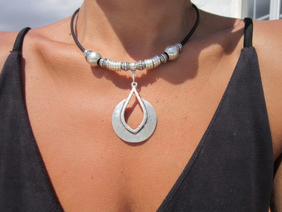 womens choker, choker necklace, leather choker, boho jewelry,  handmade jewelry, silver necklaces, unique necklaces, etsy jewelry