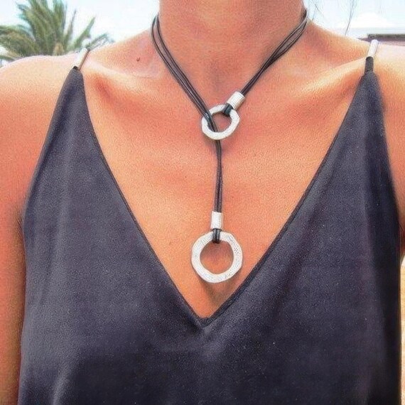 Y lariat Necklace ring charm Couples Necklace • Beaded Necklaces for Women • Personalized Jewelry Gifts Best selling items • Gift for Her